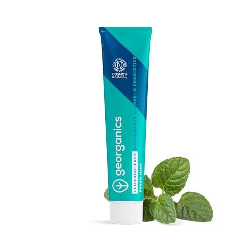 Image of Georganics Natural Fluoride Free Probiotic Toothpaste - 75ml - Mint Flavour - with Hydroxyapatite, Prebiotics & Probiotics - Oral Microbiome - Gut Health - 100% Natural Ingredients - Eco-Friendly