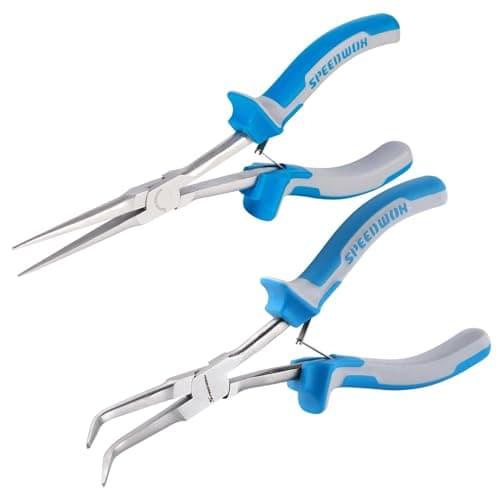Image of SPEEDWOX Long Reach Bent & Straight Needle Nose Pliers Set - Extra Long Reach Pliers for Jewelry Making, Wire Bending & Fishing