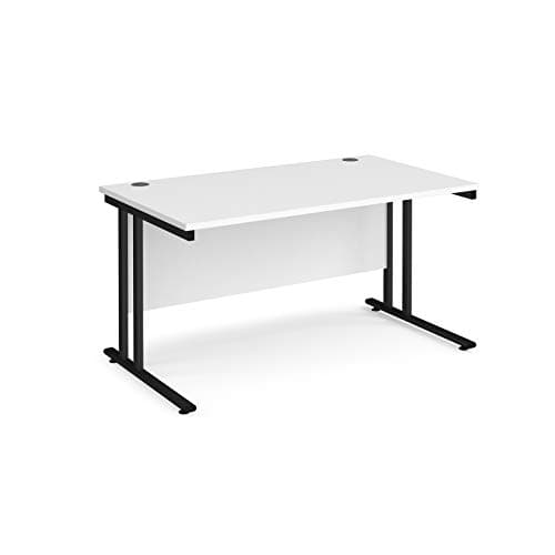 Image of Mr Office Maestro 25 straight desk 800mm deep - black legs, White, 1400