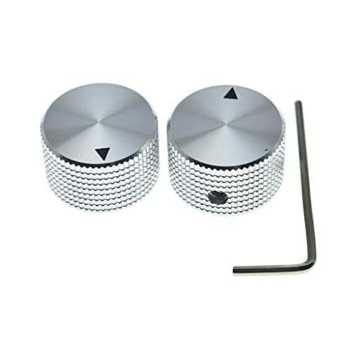 Image of KAISH 2pcs 63/64"(25mm) Diam. Aluminium Potentiometer Knobs 1/4" Universal Metal Pot Knobs with Indicator and Set Screw for Guitar/Bass/AMP Amplifier/Power Amplifier/Preamps/Audio Equipments Silver