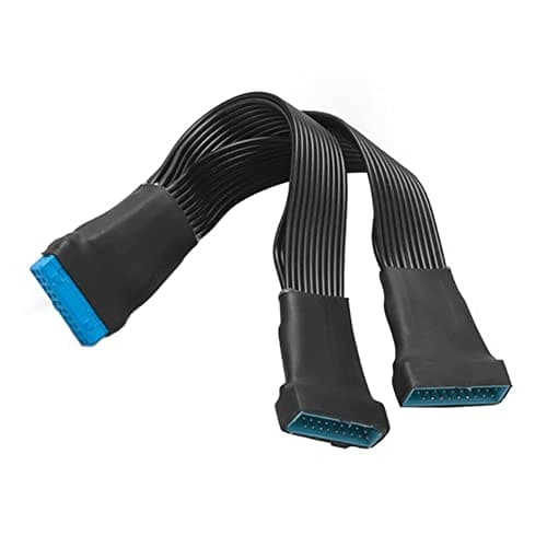 Image of Geieold Motherboard USB 3.0 19PIN Header 1to2 Extension Splitter Cable 19Pin 20Pin Internal Extension Header Adapter Cable 15cm