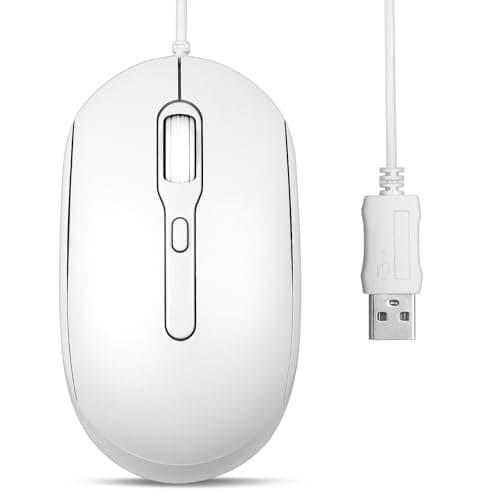 Image of perixx PERIMICE-222 Wired Optical Mouse, Ergonomic Design, Silent Clicks, 5.9 Ft Cable, Adjustable DPI 1200/1600/2000, Black (USB-A, White)