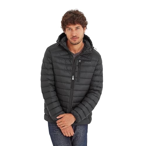 Image of TOG24 North Mens Hooded RDS Certified Down Jacket Ultra Warm 90% Duck Down Superior Insulation Coat With Toggle Adjusters On Hood Pack Away Conveniently Into Chest Pocket & Doubles Up As Travel Pillow