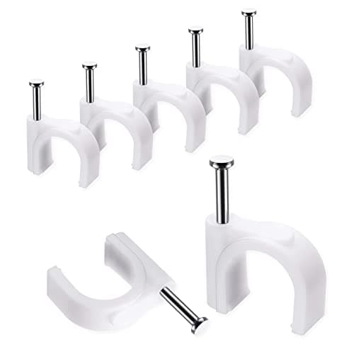 Image of Cable Clips, 10 mm 100 Pcs Nail Clips Strong Durable White Round Cable Tacks, Wall Wire Tidy Holder Clip Management Cable Pins