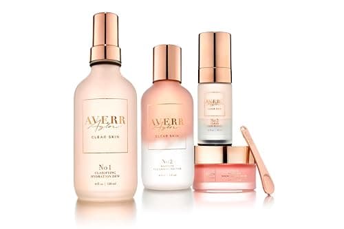 Image of Averr Aglow Clear Skin Kit, Acne Treatment Kit, Face Skin Care, Breakouts Black Spot Remover, Natural Solution 4PC, Control Blemishes & Redness, All Natural Face Care Solution Set