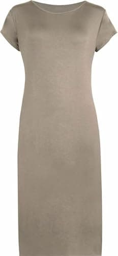 Image of Prime fashions Womens Ladies Plain Bodycon Short Cap Sleeve Maxi/Midi Dress Round Neck Casual, Mocha, M-L (12-14)