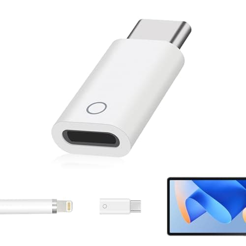 Image of USB C Adapter for Apple Pencil 1st Gen, Lightning to USB C Charging Adapter for iPad 10th Gen 2022, Fast Bluetooth Pairing, Compact Charging Cable for iPencil 1st Gen, Portable Charging Adapter, White