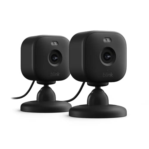 Image of Blink Mini 2 – Plug-in smart security camera, HD night view in colour, built-in spotlight, two-way audio, motion detection, works with Alexa — 2 cameras (Black)