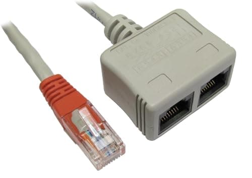 Image of Cable Economiser Plug Twin Sockets (2x Voice) RJ45 CAT5E Adapter