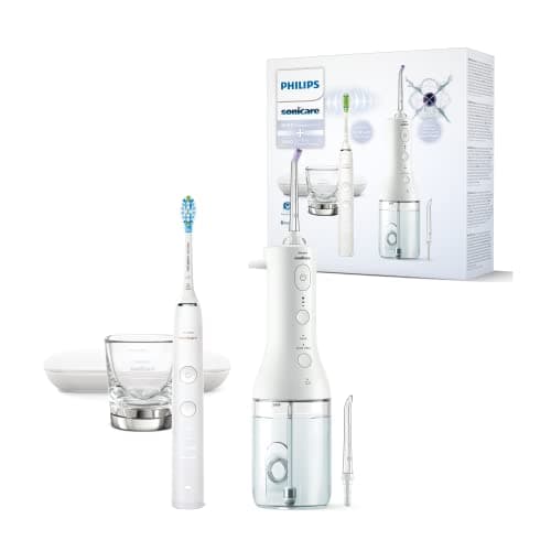 Image of Philips Sonicare DiamondClean 9000 Electric Toothbrush and Power Flosser Cordless Oral Flosser - Teeth Cleaning, Gums and Plaque Removal, White (Model HX3866/41)