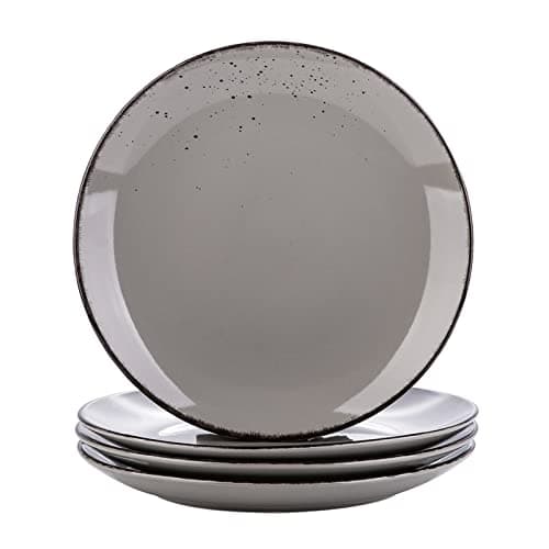 Image of vancasso Navia Jardin Dessert Plate Set of 4, Stoneware Vintage Look Grey Dinnerware Tableware, 8.5 inch Snack/Salad/Fruit/Side Plate. (21.5 * 21.5 * 2.5cm)