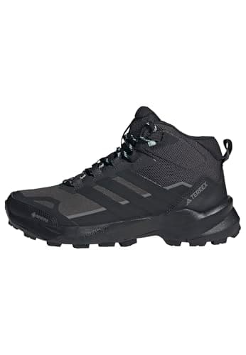 Image of adidas Women's Terrex Skychaser AX5 Mid Gore-TEX Hiking Shoes, Carbon/Core Black/Semi Flash Aqua, 7 UK
