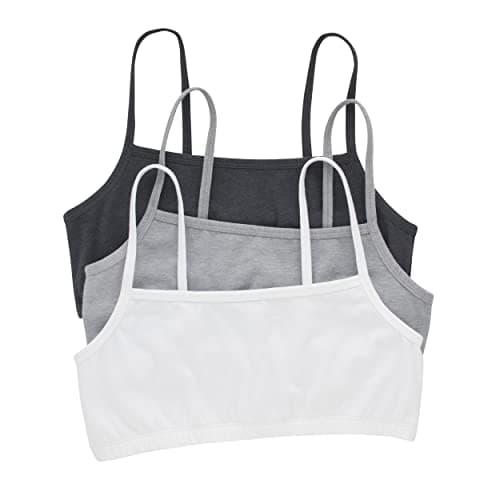 Image of Hanes Women's Bralette, Breathable Pullover Bra, Crop Top, Solid Or Assorted, 3-Pack, Opaque, Sky Grey Heather/Concrete Heather/White, M (Pack of 3)