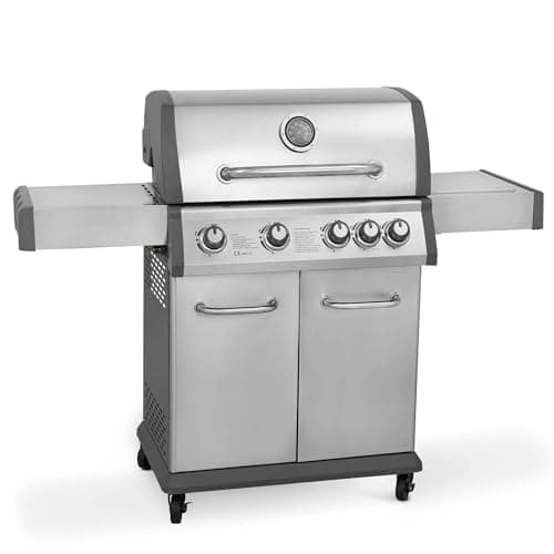 Image of Dellonda 4+1 Burner Deluxe Gas BBQ with Piezo Ignition, Stainless Steel - DG17