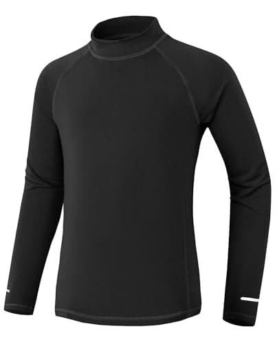 Image of Kids Rash Vest Long Sleeve UPF 50+ Sun Protection Boys Swim Top UV Shirts Quick Dry Girls Rash Guard with Safety Reflective Stripes Black 13/14 yrs