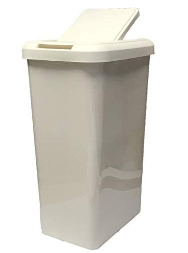 Image of KetoPlastics 45 Litre Touch Top Kitchen Bin Rubbish Paper Waste Can Dustbin Rectangle Plastic (Cream)