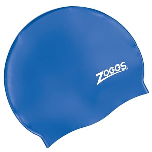 Image of Zoggs Adult Silicone Swimming Cap with Embossed Non-Slip Inner Surface, Royal Blue, One Size