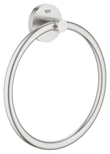 Image of GROHE Essentials Towel Ring German Engineered, Metal In Stainless Steel-Look and with Concealed Fastening 40365DC1