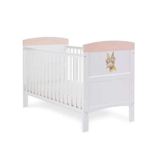 Image of Obaby Grace Inspire Cot Bed - Water Colour Rabbit Pink