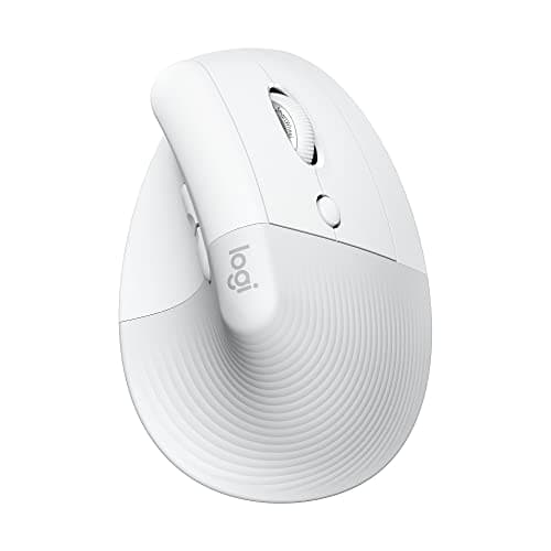 Image of Logitech Lift Vertical Ergonomic Mouse, Wireless, Bluetooth or Logi Bolt USB Receiver, Quiet clicks, 4 Buttons, Compatible with Windows/macOS/iPadOS, Laptop, PC - White
