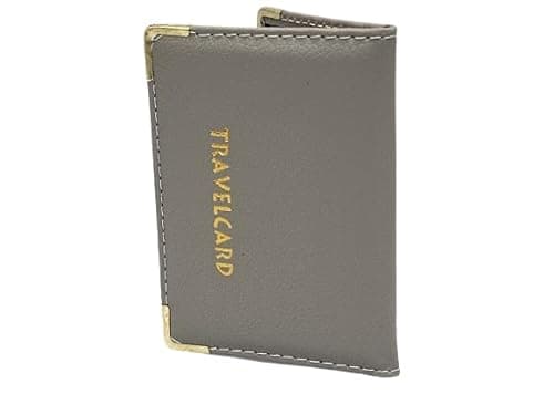 Image of AlezyB - Grey Bus Pass Holder, Travel and Credit Card Organizer for Men and Women - Soft Leather Money Case