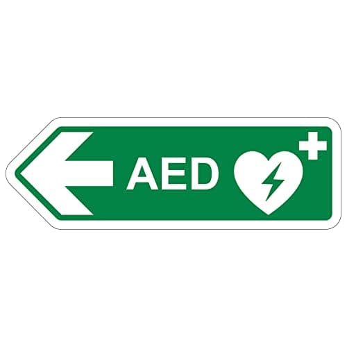 Image of V Safety Shaped Safety Sign - Aed Arrow Left - 300X100-2MM Rigid Plastic
