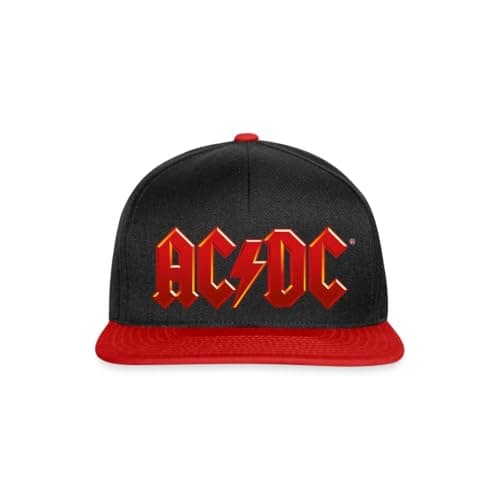 Image of Spreadshirt AC/DC Classic Logo with Lightning Bolt Snapback Cap, One Size, Black/red