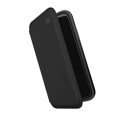 Image of Speck iPhone 11 Pro Case - Presidio Folio - Wallet Flip Slim Protective Leather Folio Anti-Scratch Cover - Heathered Black/Slate Grey