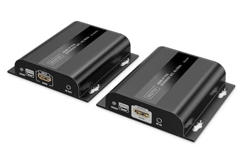Image of Digitus HDMI IP PoE Extender Set - UHD 4k 60Hz - HDMI 2.0 - Range up to 200m - Transmitter and Receiver - Up to 253 Receivers - CAT 6 - Black