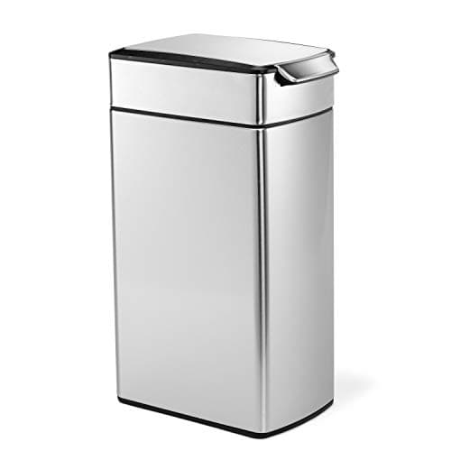 Image of simplehuman CW2016 40L Slim Touch-Bar Kitchen Bin, Easy Open Touch-Bar, Stay-Open Lid, Inner Bucket, Space-Efficient Hinge, Fingerprint-Proof, Brushed Stainless Steel