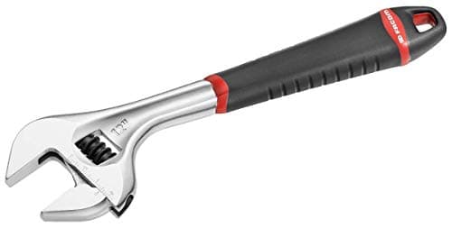 Image of FACOM - Bi-Material Handled Wrench - 101.12G - Quick Adjustment by Wheel - Thin Profile - Extra-Large Aperture - Single Sided mm Gradation - Shiny Chrome Body - Durable Material