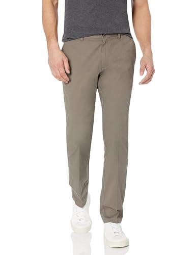 Image of Amazon Essentials Men's Slim Fit Wrinkle-Resistant Flat-Front Work Chino Trousers, Dark Brown, 36W / 34L