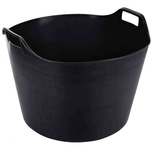 Image of 75L Litre Robust Versatile Multipurpose Extra Large Flexi Tub Garden Home Flexible Plastic Storage Container Bucket Flex Tub- MADE IN UK (BLACK)