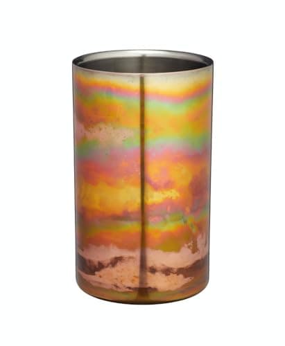 Image of BarCraft Double-Walled Stainless Steel Wine Bottle Cooler, 12 x 20 cm (4.5" x 8") - Iridescent Copper-Effect Finish