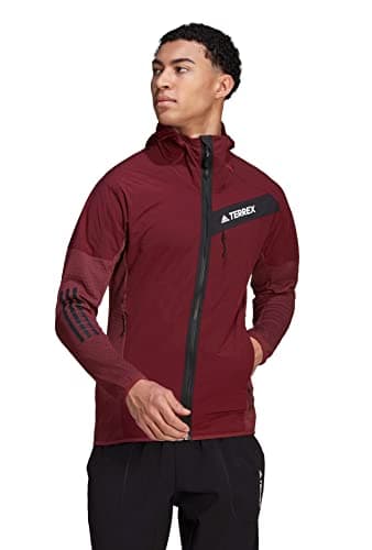 Image of adidas Men's Techrock Flooce Wind Hooded Full Zip Jacket, Shadow Red, Shadow Red, L