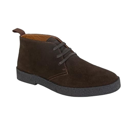 Image of Roamers Desert Boots Men's Suede Leather Chocolate Brown 11 UK with 3 Eyelets