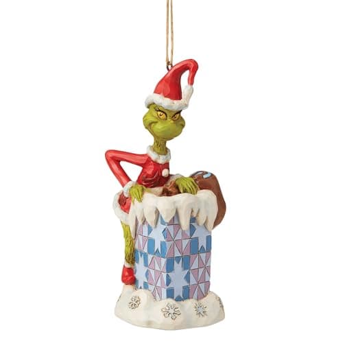 Image of Jim Shore Grinch Climbing In Chimney Ho Hanging Ornament