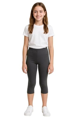 Image of PopCouture Girls Premium Dance & Gymnastics Sports Activewear 3/4 Leggings Dark Grey 2-3 Years