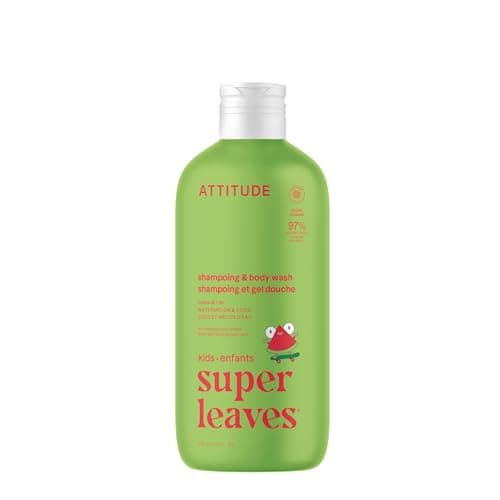 Image of ATTITUDE Shampoo and Body Wash for Kids, EWG Verified Hair and Body Cleanser, Dermatologically Tested Soap, Plant and Mineral Based Bath Products, Vegan, Watermelon and Coco, 473 mL