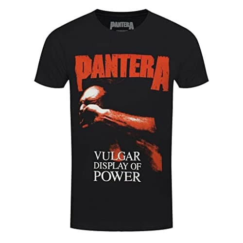 Image of Pantera Vulgar Display of Power Black Cotton Album Artwork Logo T-Shirt Small