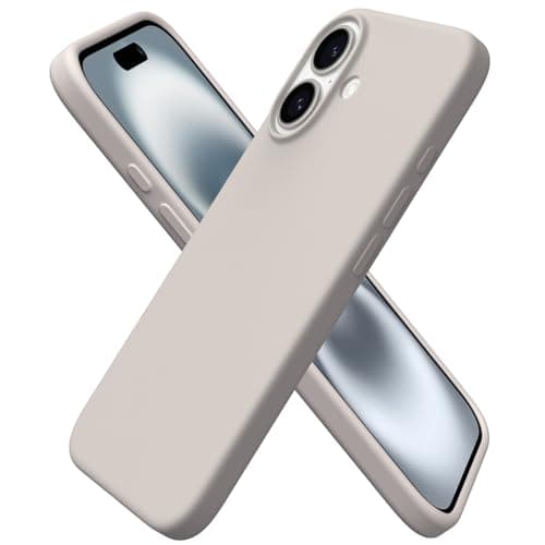 Image of ORNARTO Compatible with iPhone 16 Case 6.1", Slim Liquid Silicone 3 Layers Full Covered Soft Gel Rubber 16 Phone Cases Cover 6.1 inch-Stone Gray