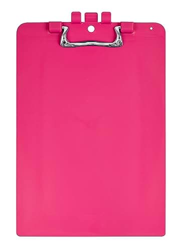 Image of Snopake A4 Pink Clipboard with Pen Holder, Heavy Duty Ergonomic Metal Clip and Hanging Hole [Pack of 1] 15896