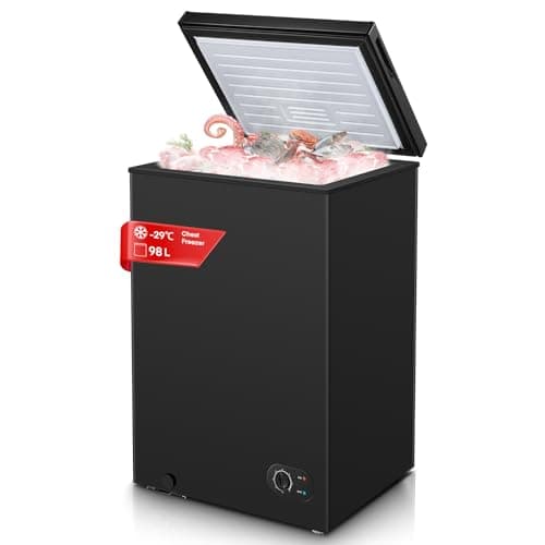 Image of 98L Chest Freezer with Removable Baskets Upright Freestanding Top Open Door Deep Freezer Adjustable Thermostat Space-Saving for Home, Dorm, Bar, Basement & Kitchen