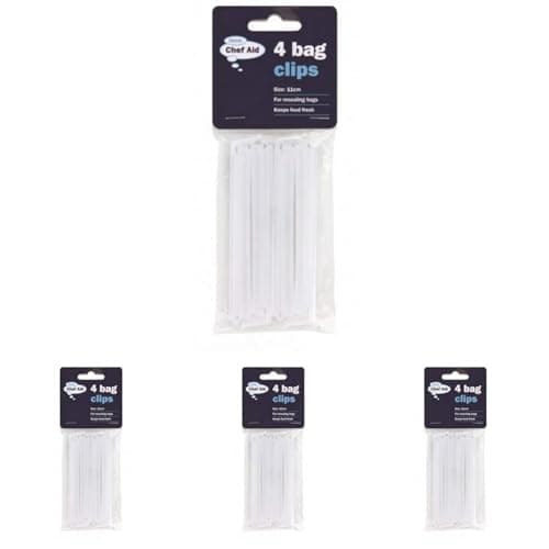 Image of Chef Aid Bag Clip Set, 4 Piece set perfect for Sealing Crisp Bags, Sachets, Sweet Bags and many other foods, All Come in a Clean white colours (Pack of 4)