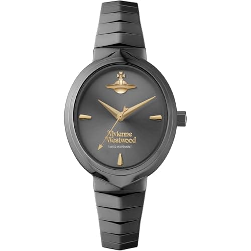 Image of Vivienne Westwood Armour 28mm Ladies Quartz Watch with Grey Dial and IP Gun Stainless Steel Bracelet