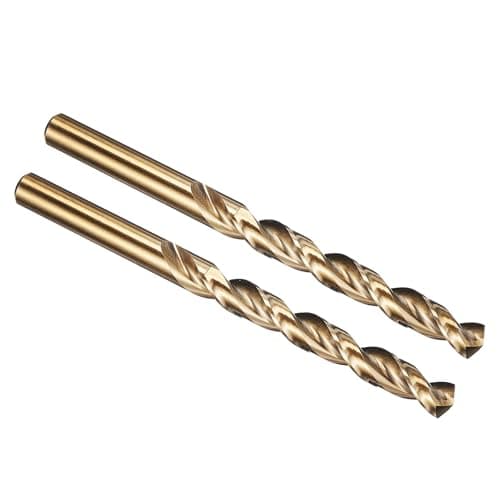 Image of PATIKIL 9mm Drill Bit, M42 8% Cobalt High-Speed Steel Jobber Straight Shank 135° Gold Finish for Hard Metal High-temperature Titanium Alloy - 2 Pack