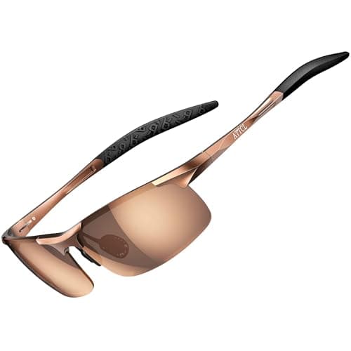 Image of ATTCL Men's Sports Polarized Sunglasses For Driver Golf Fishing Unbreakable Metal Frame (Brown-frame/Brown lens(not mirrored))