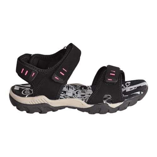 Image of Ladies Womens PDQ Black Taupe Sports Trail Walking Hook & Loop Fastening Sandals Sizes (UK6/EU39, Black)