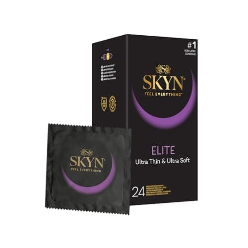 Image of SKYN Elite (Pack of 24): Ultra-Thin Latex Free Condoms for Men, Regular Size Condoms, SKYNFEEL Technology, Smooth Surface, Lubricated, 53mm Nominal Width