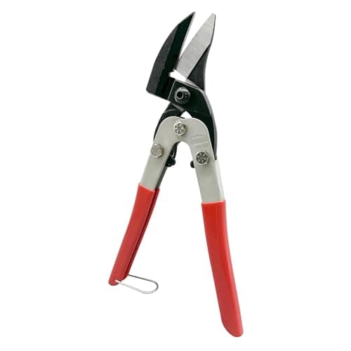 Image of HOUSERAN Tin Snips, 10 Inch Aviation Snips, Left Cut, Heavy Duty Sheet Metal Cutter with Safety Lock and Non-Slip Handle, CR-V Steel Sharp Teeth, Metal Shears Scissors for Cutting Metal Sheet